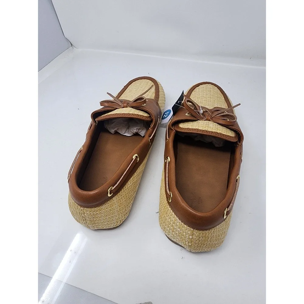 Universal Thread Womens Woven Boat Shoes Brown Straw Casual Size 12